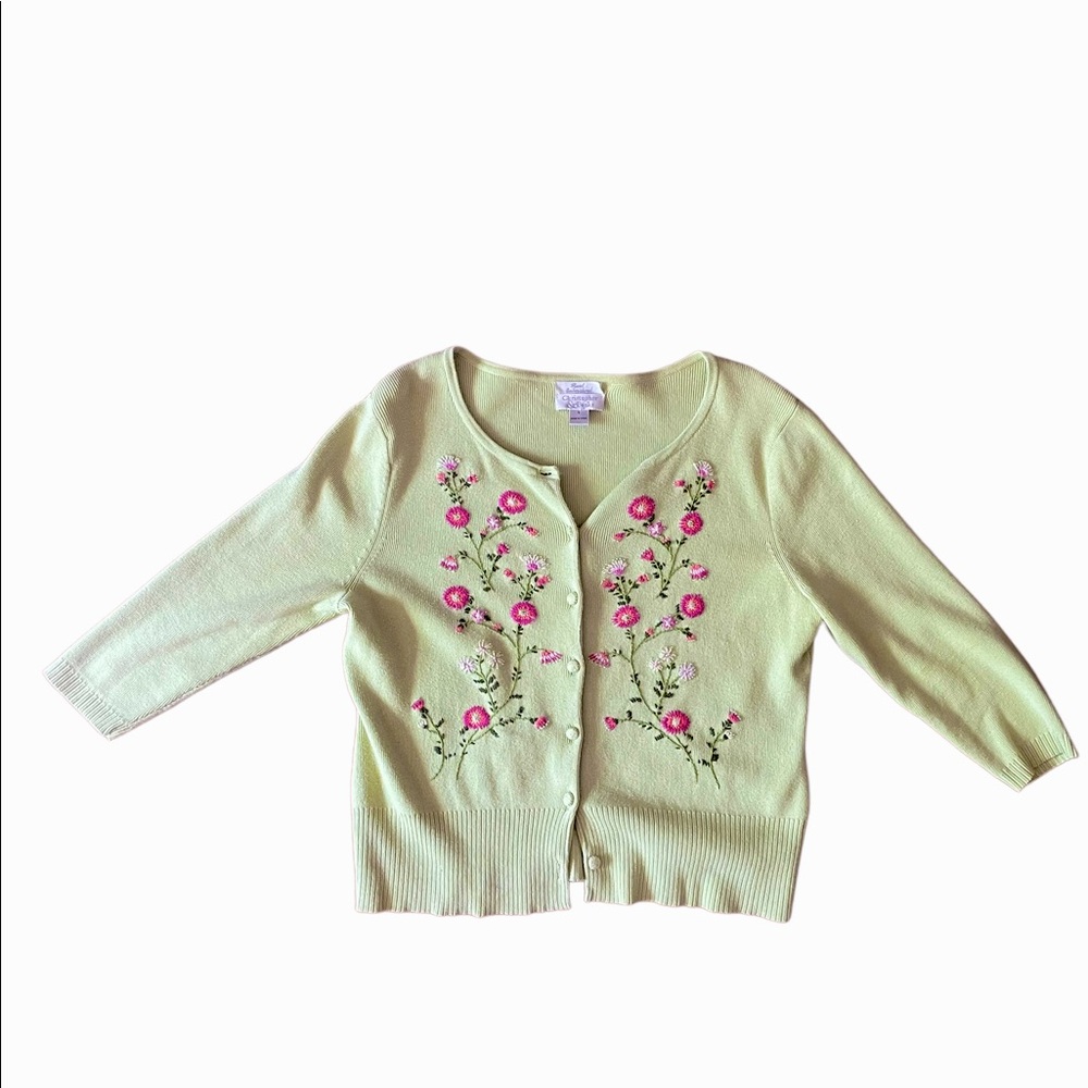 Coastal grandma y2k embroidered cardigan